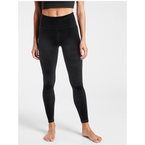 Athleta Elation Ultra High Rise Velvet Tight in Black - Picture 2 of 7